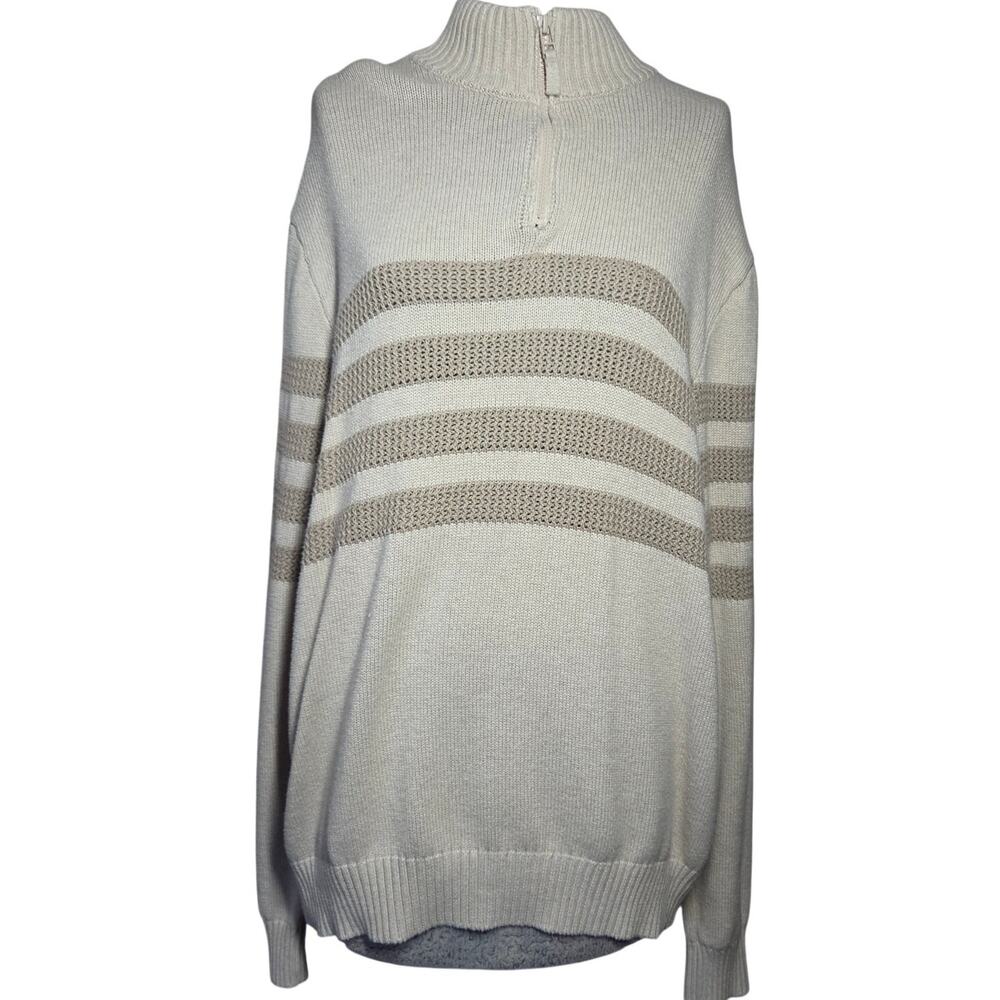 Tahari Cotton Quarter Zip Sweater Size Large